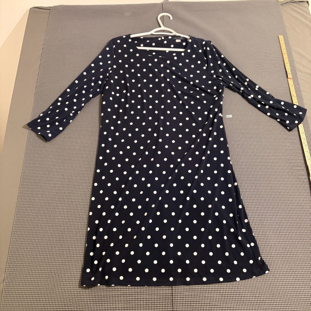 Tommy Hilfiger Womens Navy Blue Polka Dot Long Sleeve Dress Size 14